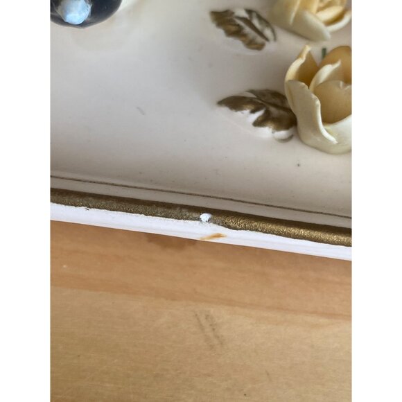 Lefton Japan Bird Wall Plaque #2889 – Mid-Century 1950s Ceramic 3D Bird & Roses - Picture 7 of 10